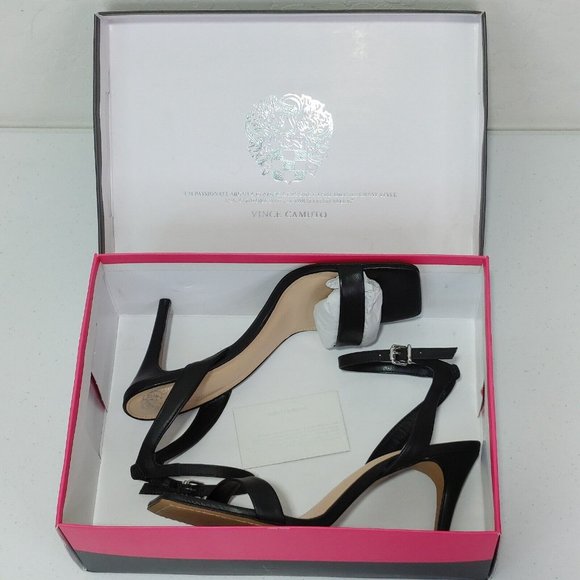 Vince Camuto Women's Saprenda 2 Heeled Sandal Black FITS LIKE 9 READ - Picture 2 of 12